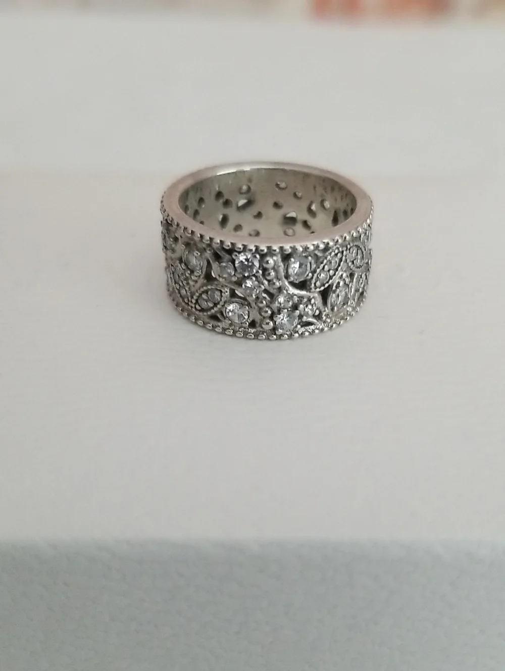 Pandora Silver Floral Pave Ring - Silver
